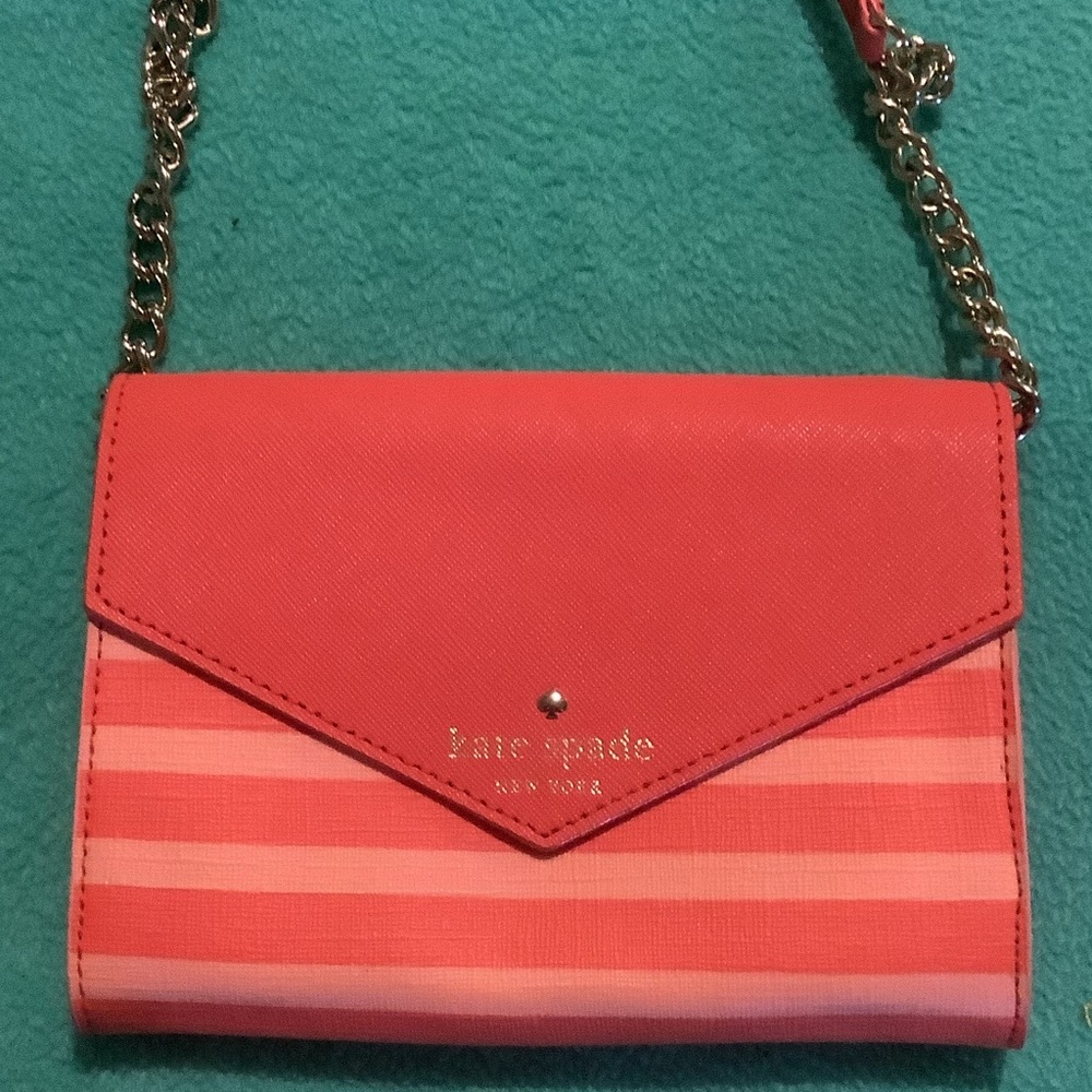 Kate Spade Coral and Pink Striped Wristlet